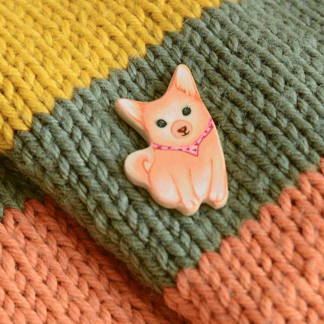Spring Collection "Corgi Friend" clay pin