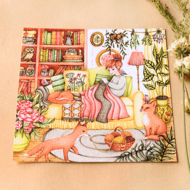 "Cozy -Foxy" postcard
