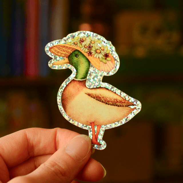 "Fancy Duck" XL vinyl glitter sticker 