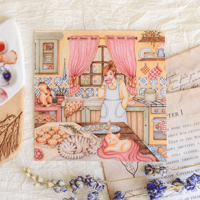 "Cozy Kitchen" postcard