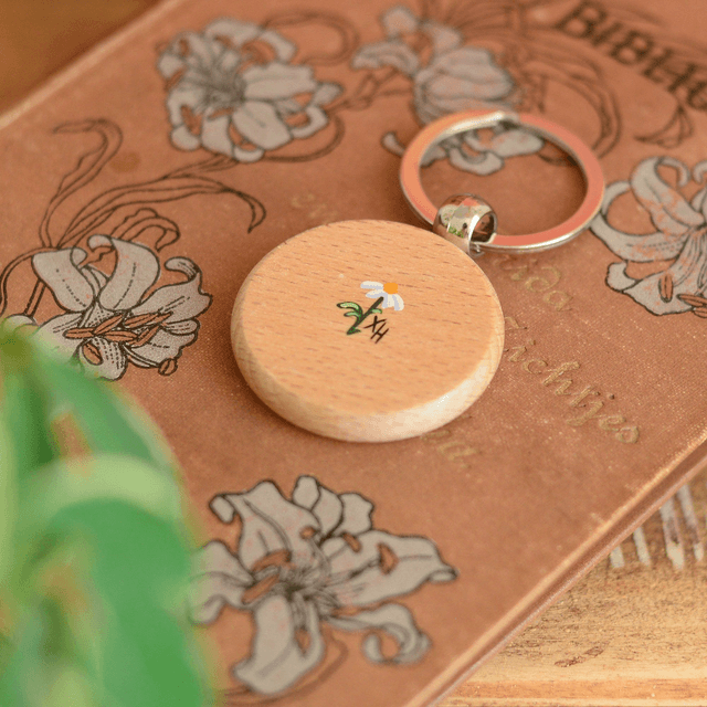 "A Doggo in the Clouds" Hand-Painted Wooden Keychain