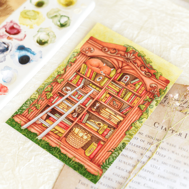 "Forest Library" postcard