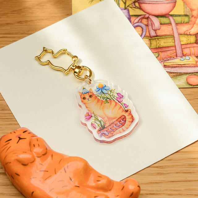 Flower Cat Holographic Acrylic Keychain