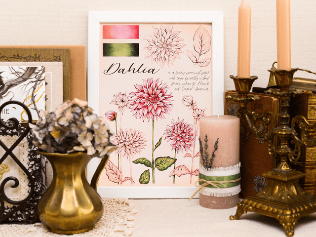 "Dahlia Flowers" Poster A4