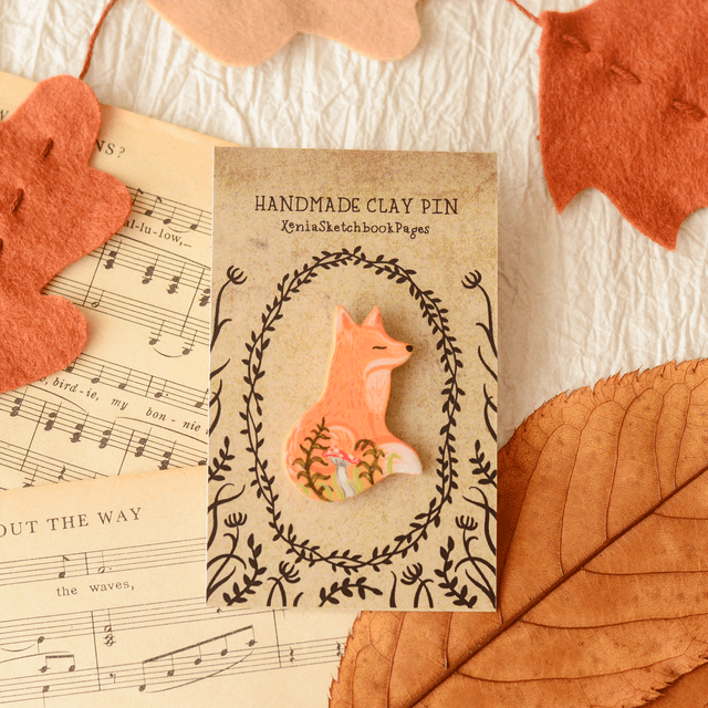 Familiar Collection "A Fox" clay pin