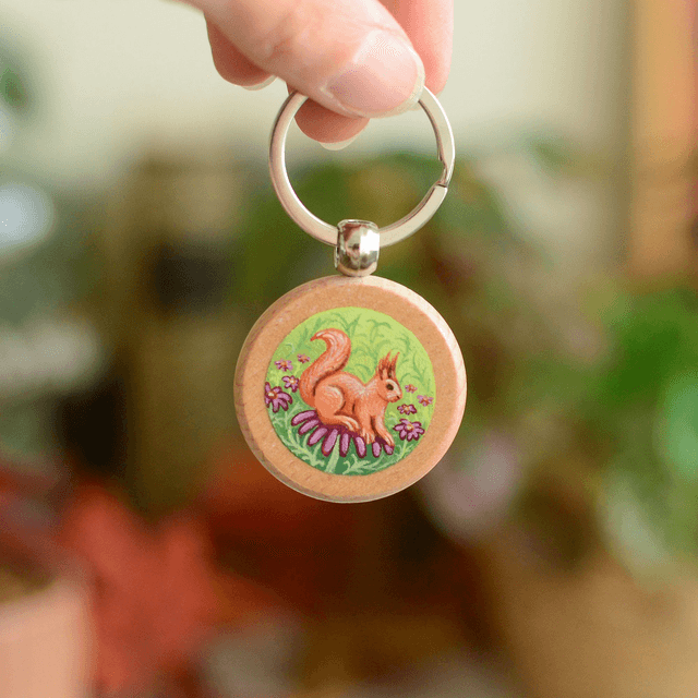 "A Flower Patch" Hand-Painted Wooden Keychain