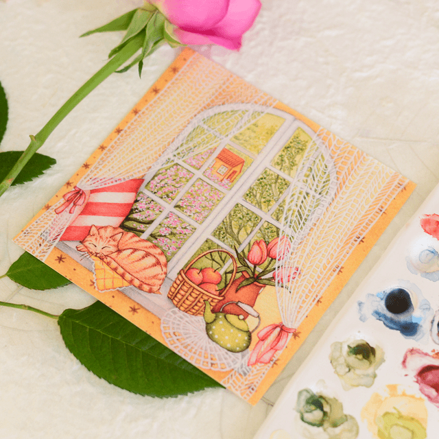 "Spring Window" postcard