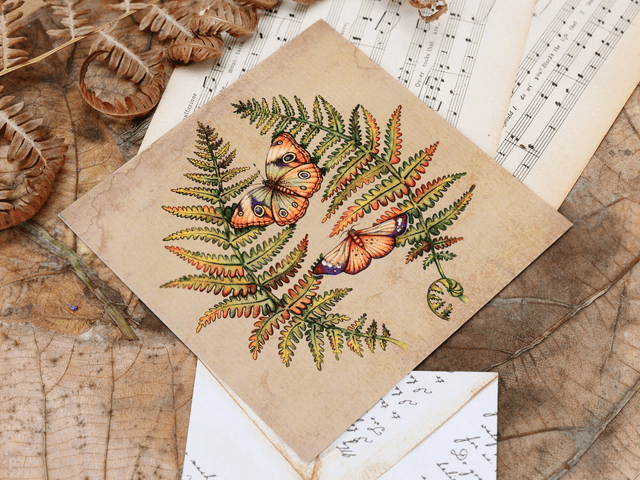 "Butterflies & Ferns " postcard