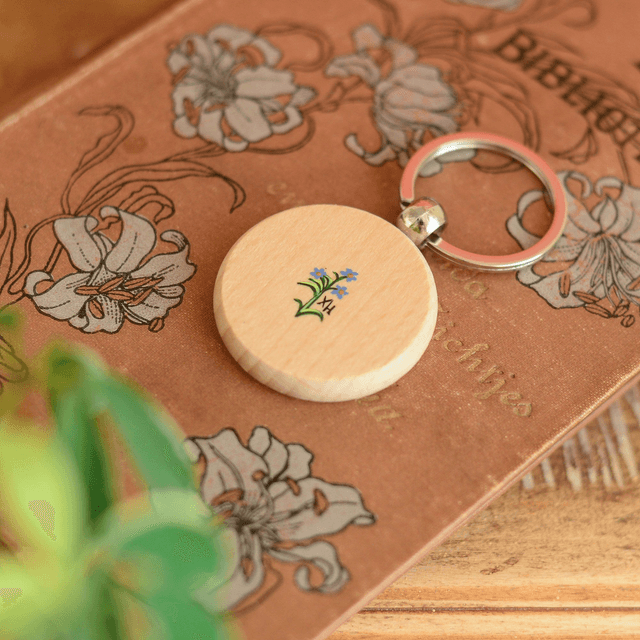 "A Wandering Bear" Hand-Painted Wooden Keychain