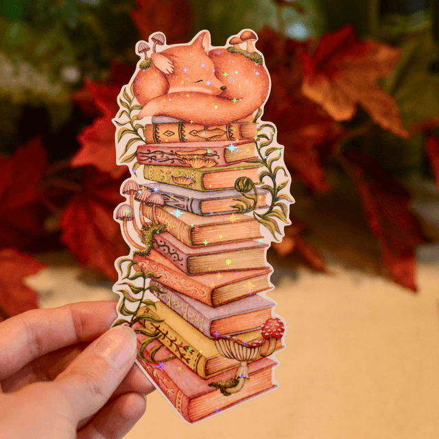 A Library Fox Die-Cut Bookmark
