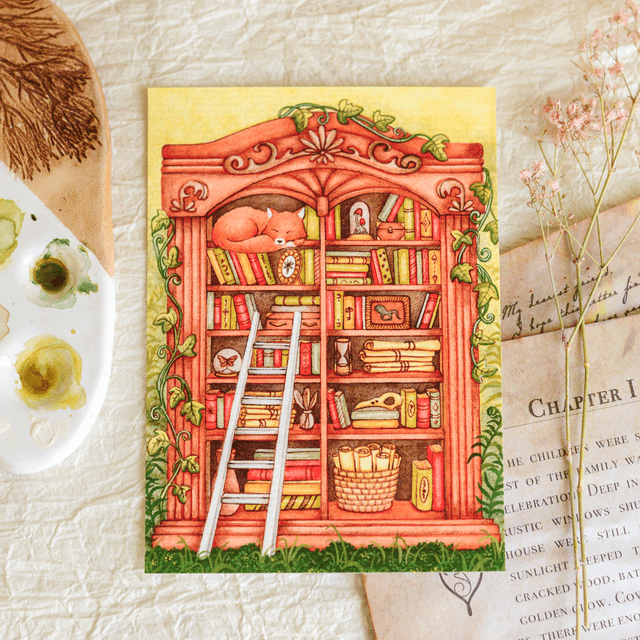 "Forest Library" postcard