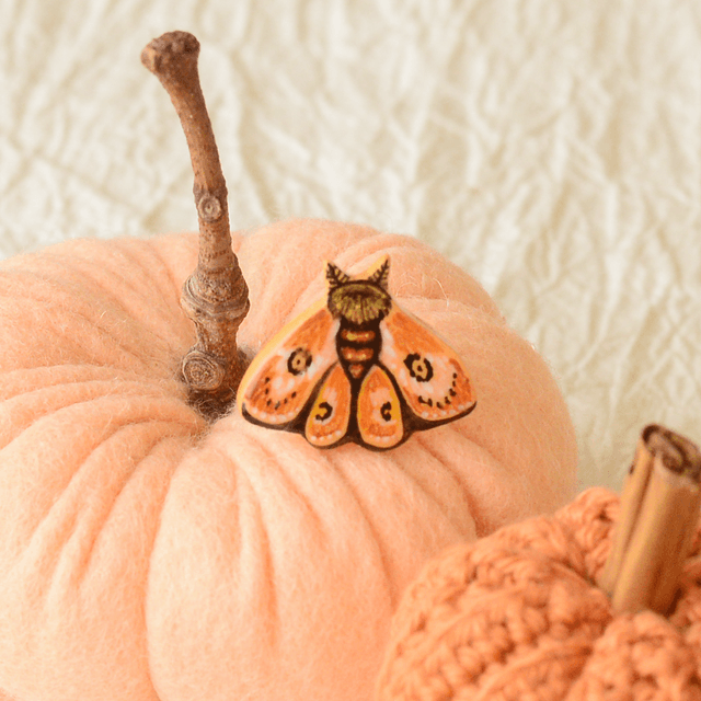 Autumn Collection "A Golden Moth" clay pin