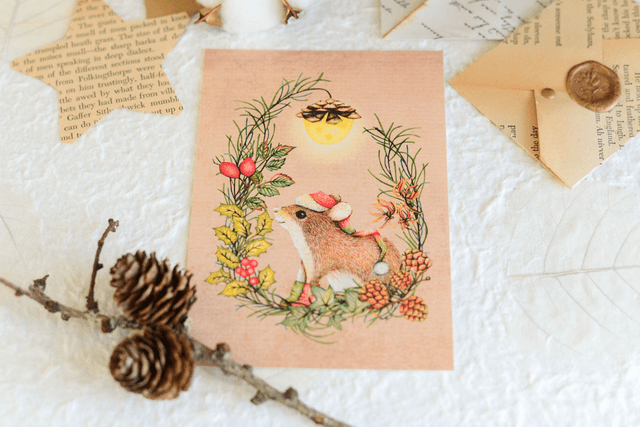 Santa Mouse Greeting /Postcard