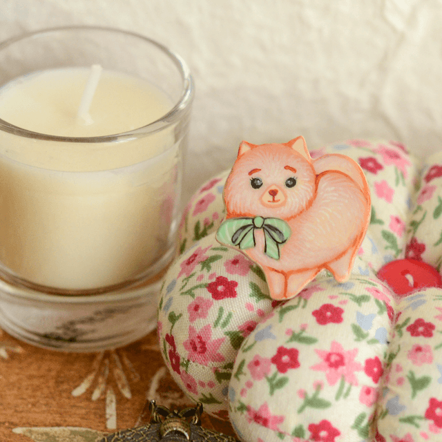 Spring Collection "Pomeranian Cutie" clay pin
