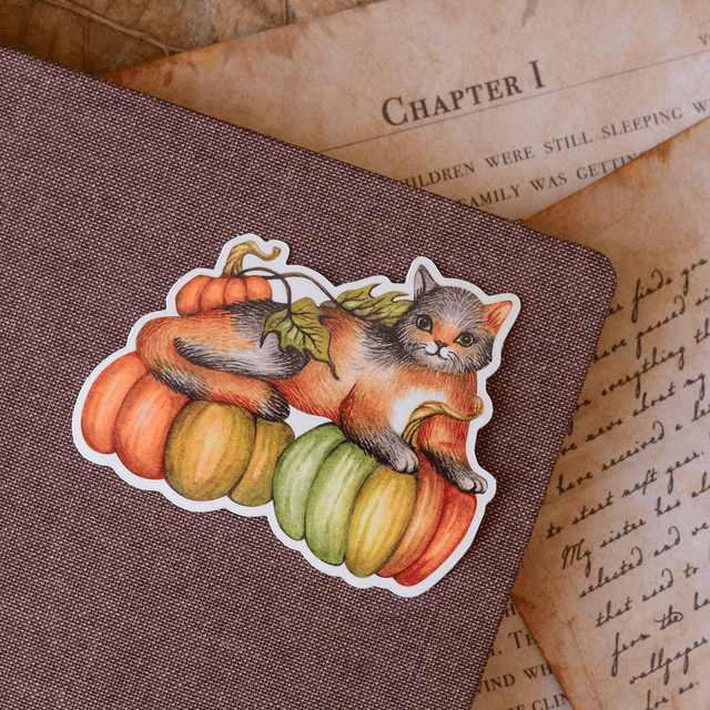 "Pumpkin Patch Cat" XL vinyl sticker