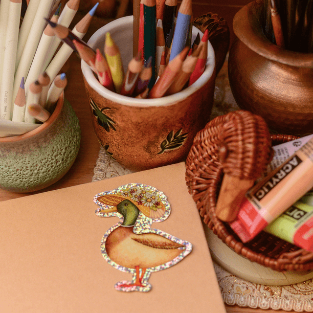 "Fancy Duck" XL vinyl glitter sticker 