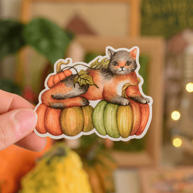 "Pumpkin Patch Cat" XL vinyl sticker
