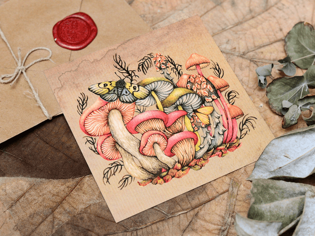 "Honey Fungus & Butterflies" postcard
