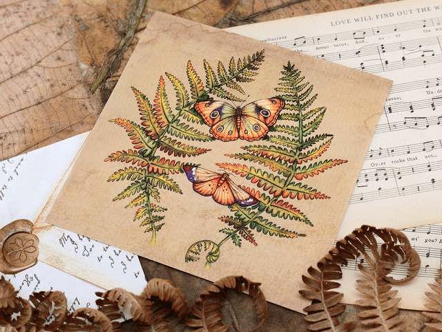 "Butterflies & Ferns " postcard