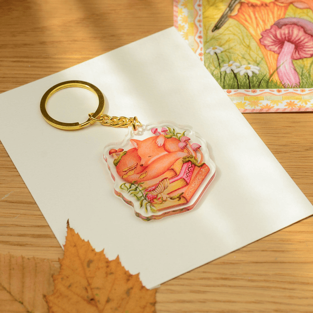 "A Library Fox" Clear Acrylic Keychain