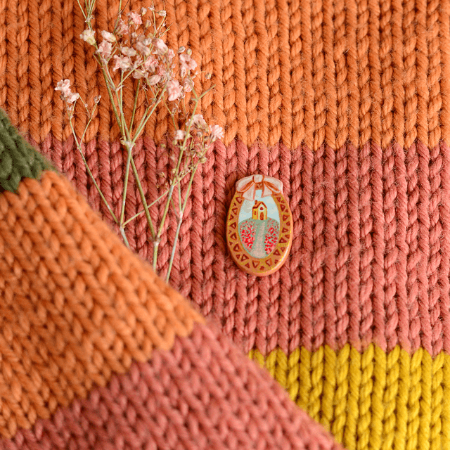 Spring Collection "Pastoral Painting" clay pin
