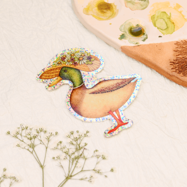 "Fancy Duck" XL vinyl glitter sticker 