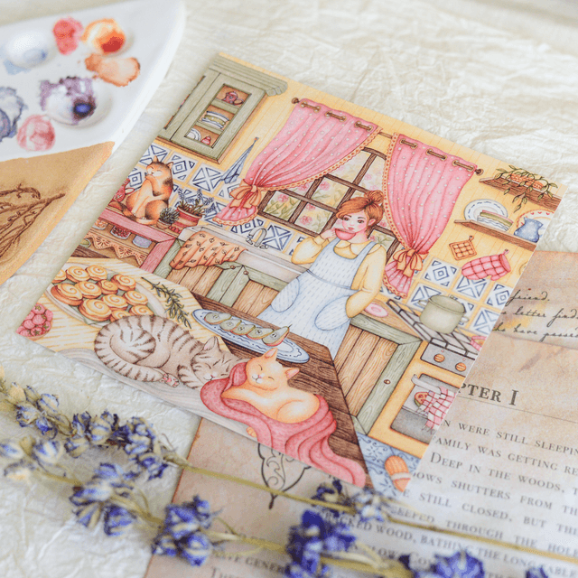 "Cozy Kitchen" postcard