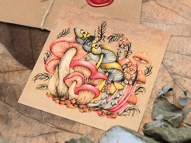 "Honey Fungus & Butterflies" postcard