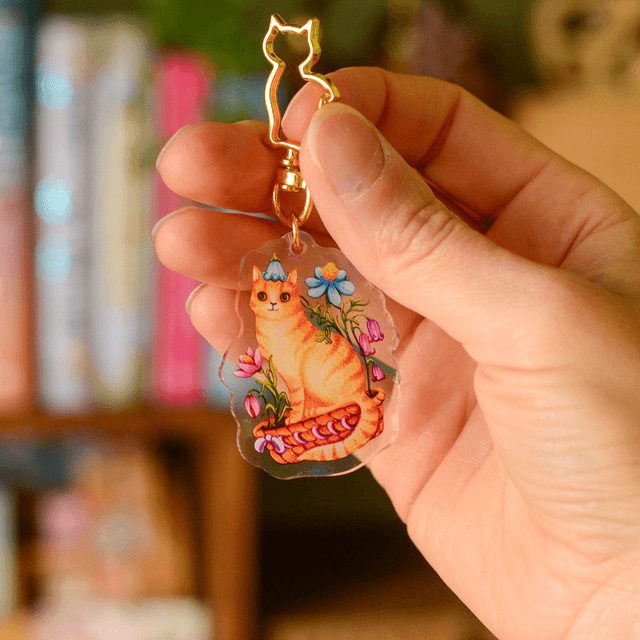Flower Cat Holographic Acrylic Keychain