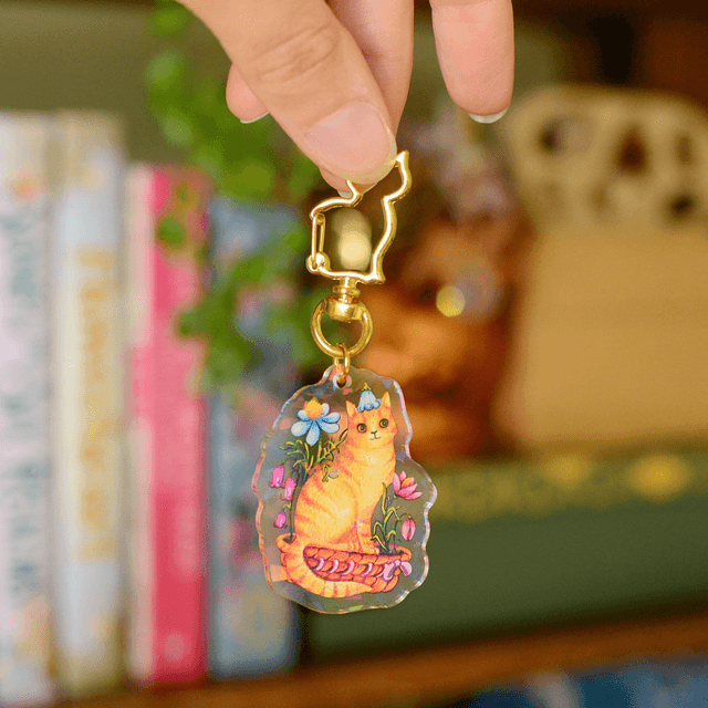 Flower Cat Holographic Acrylic Keychain