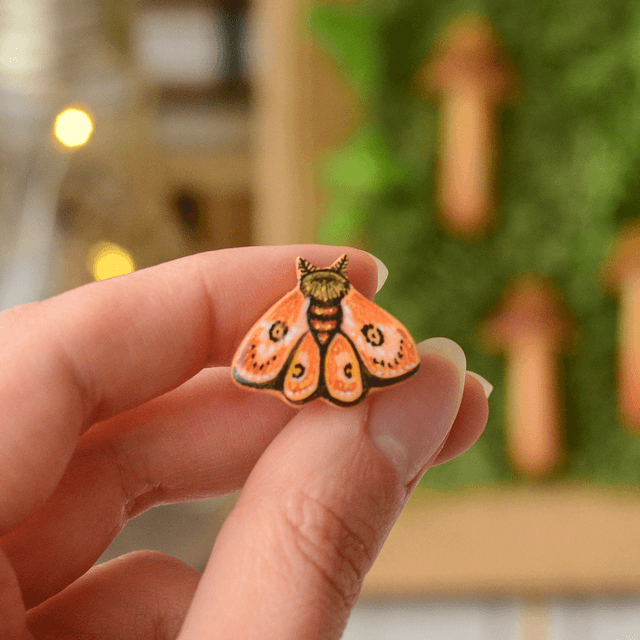 Autumn Collection "A Golden Moth" clay pin