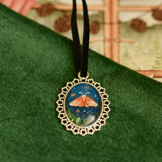 Crimson Moth Pendant