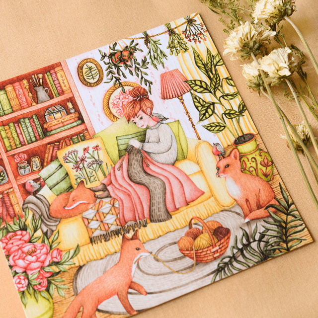 "Cozy -Foxy" postcard