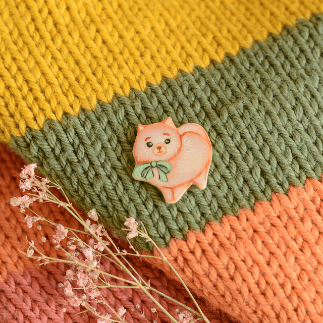 Spring Collection "Pomeranian Cutie" clay pin
