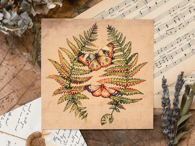 &quot;Butterflies &amp; Ferns &quot; postcard