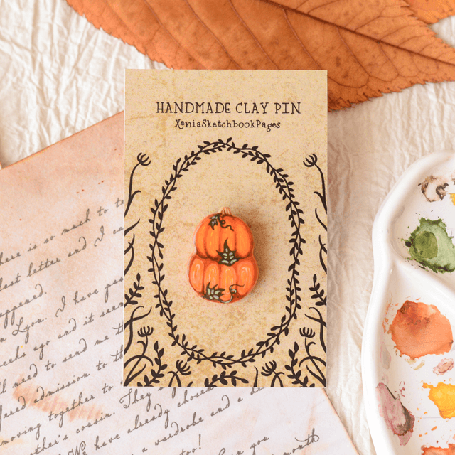Autumn Collection &quot;A Pumpkin Patch&quot; clay pin